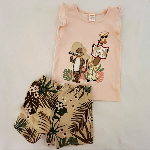 Ensemble Short Bébé Gymboree - Thème Safari Glamour, Taille 2T, Occasion Très Bon état